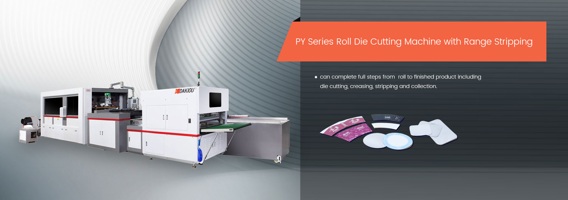 PY Automatic Full-stripping Roll Die Cutting Machine;can complete full steps from roll to finished product including die cutting,creasing.stripping and collection